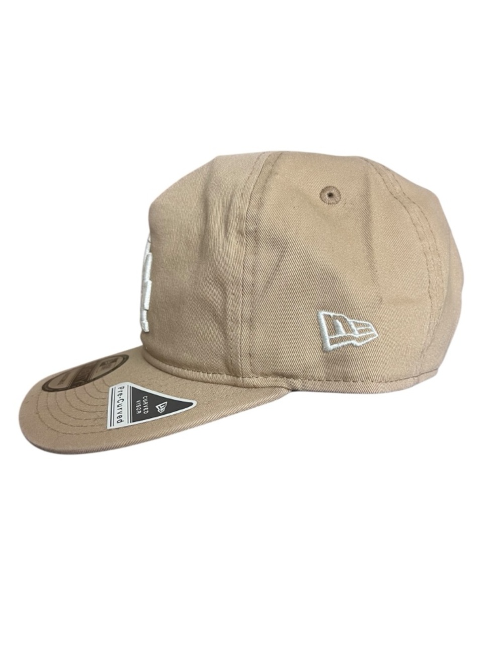 New Era LA Dodgers Tan Baseball Cap with White Logo Adjustable Pre Curved - Picture 3 of 6